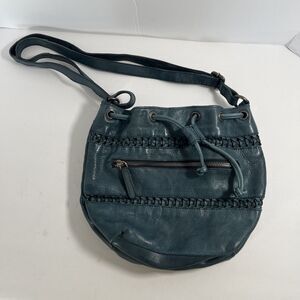 Vilenca Holland Shoulder Bag Crossbody Purse Dark Teal Leather Braiding